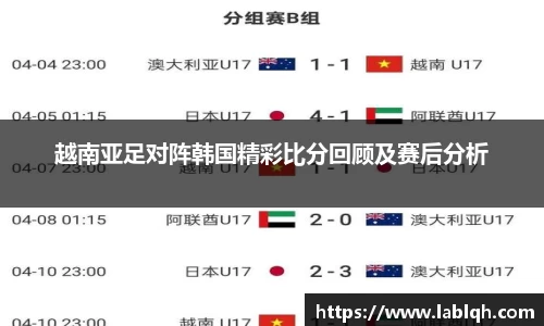 越南亚足对阵韩国精彩比分回顾及赛后分析